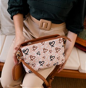 Bolsa Feminina Chenson Original - Classic Heart - Alça de Ombro - Bege 3484990