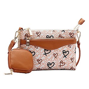 Bolsa Feminina Chenson Original - Classic Heart Versátil - Alça tiracolo - Bege 3484991