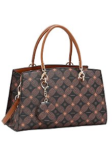 Bolsa Feminina Chenson Original - Monograma Contemporâneo - Alça de Mão - Café  3485376