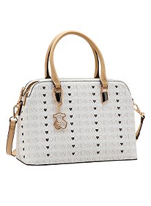 Bolsa Feminina Chenson Original - Cristal Monograma Coração - Alça de Mão - Bege 3485396