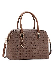 Bolsa Feminina Chenson Original - Cristal Monograma Coração - Alça de Mão - Café 3485396