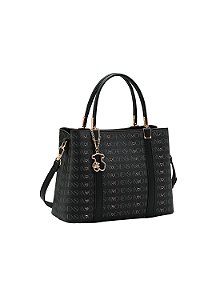 Bolsa Feminina Chenson Original - Cristal Monograma Coração - Alça de Mão - Preto 3485397