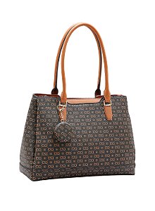 Bolsa Feminina Chenson Original - Monograma Elegance - Alça de Ombro - Café 3485405