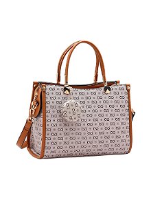Bolsa Feminina Chenson Original - Monograma Elegance - Alça de Mão - Bege 3485410