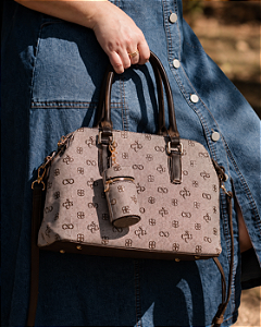 Bolsa Feminina Chenson Original - Monograma Atemporal - Alça de Mão - Café 3485414