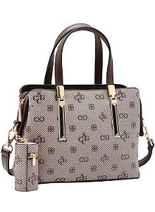 Bolsa Feminina Chenson Original - Monograma Atemporal - Alça de Mão - Café 3485419