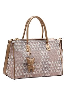 Bolsa Feminina Chenson Original - Monograma tridimensional - Alça de Mão  - Bege 3485422