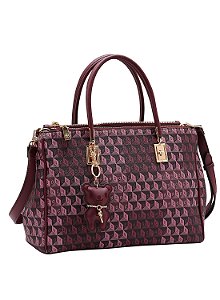 Bolsa Feminina Chenson Original - Monograma tridimensional - Alça de Mão  - Vinho 3485422