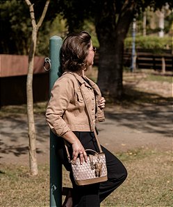 Bolsa Feminina Chenson Original - Monograma tridimensional - Alça de Mão  - Bege 3485424
