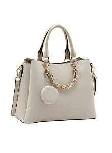 Bolsa Feminina Chenson Original - Relevo Monograma - Alça de Mão  - Nude 3485433