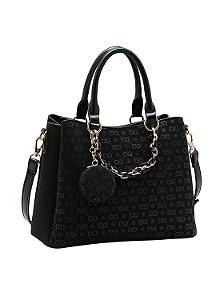 Bolsa Feminina Chenson Original - Relevo Monograma - Alça de Mão  - Preto 3485433