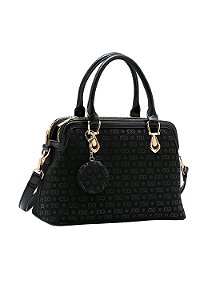 Bolsa Feminina Chenson Original - Relevo Monograma - Alça de Mão  - Preto 3485432