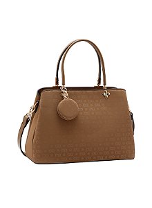 Bolsa Feminina Chenson Original - Relevo Monograma - Alça de Mão  - Marrom 3485431