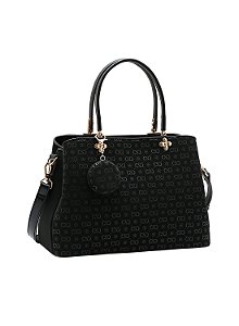 Bolsa Feminina Chenson Original - Relevo Monograma - Alça de Mão  - Preto 3485431