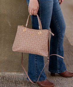 Bolsa Elemento Gráfico Casual - Alça de Mão - Rosê - Chenson 3485287