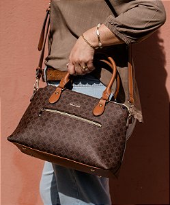 Bolsa Elemento Gráfico Casual - Alça de Mão - Café - Chenson 3485288