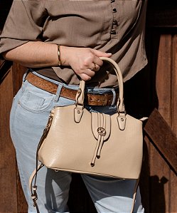 Bolsa Mini Croco - Alça de Mão - Natural - Chenson Original 3485239