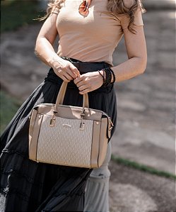 Bolsa Textura Chic - Alça de Mão - Bege - Chenson 3485301