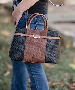 Bolsa Duo Colors - Alça dupla - Preto - Chenson Original 3485263
