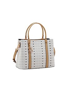 Bolsa Feminina Chenson Original - Cristal Monograma Coração - Alça de Mão - Bege 3485397