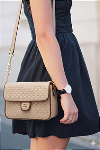 Bolsa Matelassê Cute - Alça Transversal - Chenson 3485671 - Natural