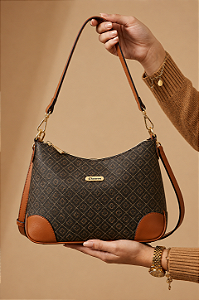 Bolsa Elemento Gráfico - Alça de Ombro - Chenson 3485615 - Café