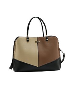 Bolsa Grande Patchwork Classico - Alça de Mão - Chenson 3485676 - Preto