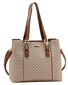 Bolsa Tote New Elemento Gráfico - Alça de Ombro - Chenson 3485621 - Bege