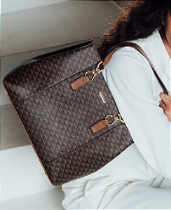 Bolsa Tote New Elemento Gráfico - Alça de Ombro - Chenson 3485621 - Café