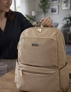 Mochila Feminina Notebook, Trabalho, Faculdade - Twill Nylon - Chenson 8784938 Natural