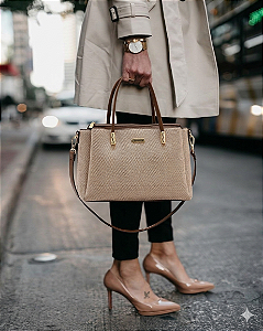 Bolsa Média Classico Chic - Alça de Mão - Chenson 3485632 - Nude