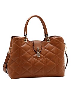 Bolsa Matelassê Elegance - Alça de mão - Chenson 3485679 - Marrom
