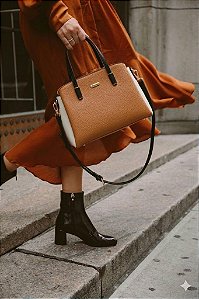 Bolsa média Contrastes - Alça de Mão - Chenson 3485697 - Marrom