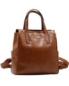 Mochila Feminina vira Bolsa - Boho Chic - Alça de Mão - Chenson 8485700 - Marrom