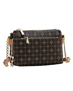 Bolsa Tipo Crossbody Monograma Delicado - Alça Transversal - Chenson 3485480 - Café