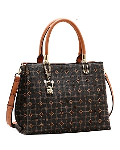 Bolsa Monograma Delicado - Alça de Mão - Chenson 3485472 - Café