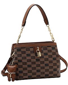 Bolsa Tipo Shoulder - Art Monograma - Alça de Ombro - Chenson 3485513 - Café