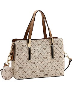 Bolsa Tote Monograma Elegance - Alça de Mão - Chenson 3485502 - Bege