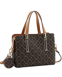Bolsa Tote Monograma Elegance - Alça de Mão - Chenson 3485502 - Café