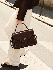 Bolsa Estruturada Atemporal - Alça de Mão - Chenson 3485562 - Café