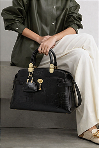 Bolsa Clássica New Croco - Alça de Mão - Chenson 3485577 - Preto