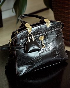 Bolsa Clássica New Croco - Alça de Mão - Chenson 3485577 - Preto