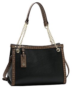 Bolsa Shoulder Detalhe Monograma - Alça de Ombro - Chenson 3485541 - Preto