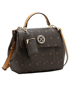Bolsa Tipo Satchel New Monograma - Alça de Mão - Chenson 3485521 - Café