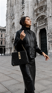 Bolsa Matelassê Elegance - Alça de Mão - Chenson 3485556 - Preto