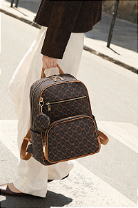 Mochila Estruturada Notebook, Trabalho, Faculdade - Monograma Elegance - Chenson 8485493 - Café