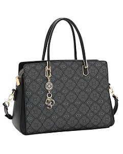 Bolsa tipo Tote Monograma Pontilhado - Alça de Mão - Chenson 3485531 - Preto