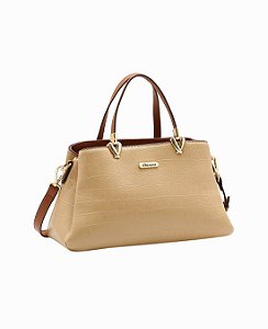 Bolsa Satchel Croco - Alça de mão - Chenson 3485959 Bege