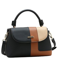 Bolsa Satchel Patchwork - Alça de Mão - Chenson 3485933 Preto