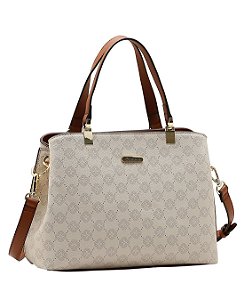 Bolsa Tote Clássica - Elemento Gráfico - Alça de Mão - Chenson 3485881 Bege